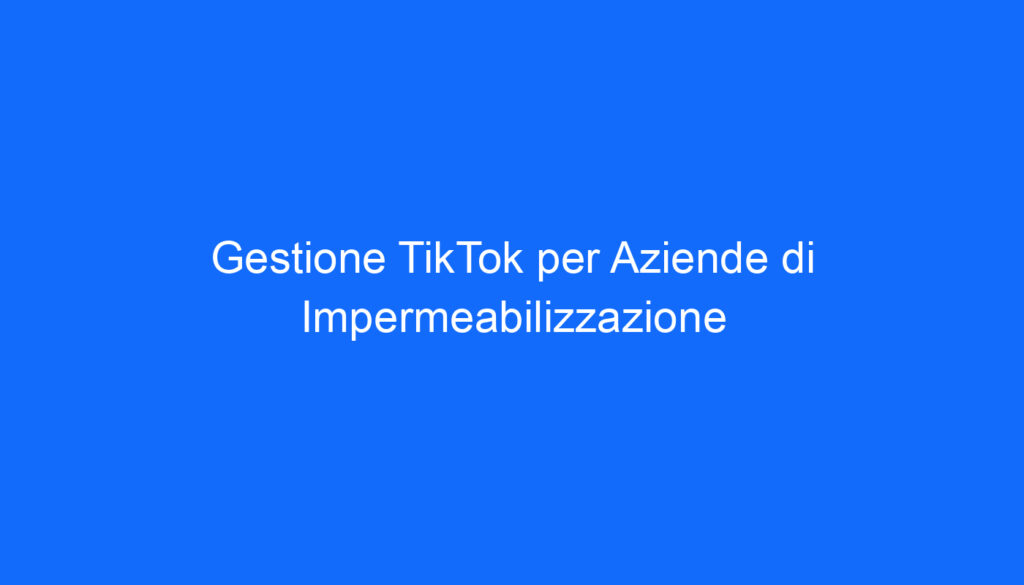 Gestione TikTok per Aziende di Impermeabilizzazione