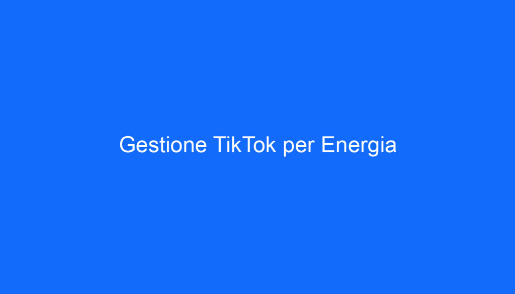 Gestione TikTok per Energia