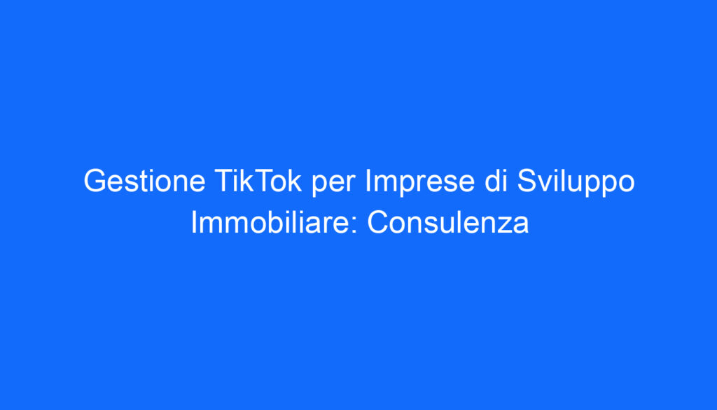 gestione tiktok per imprese di sviluppo immobiliare consulenza