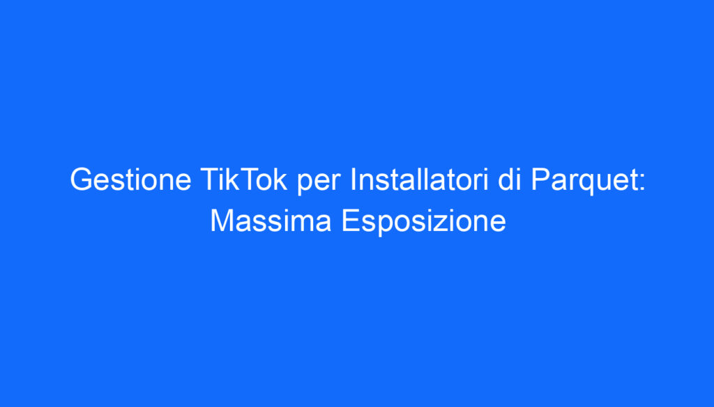 gestione tiktok per installatori di parquet massima esposizione