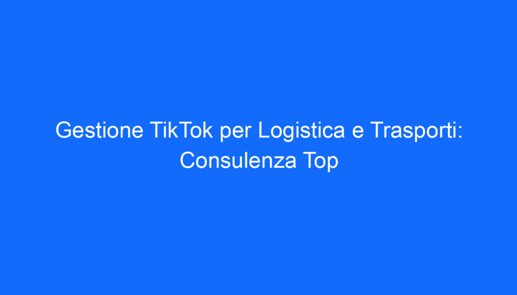 gestione tiktok per logistica e trasporti consulenza top 6564