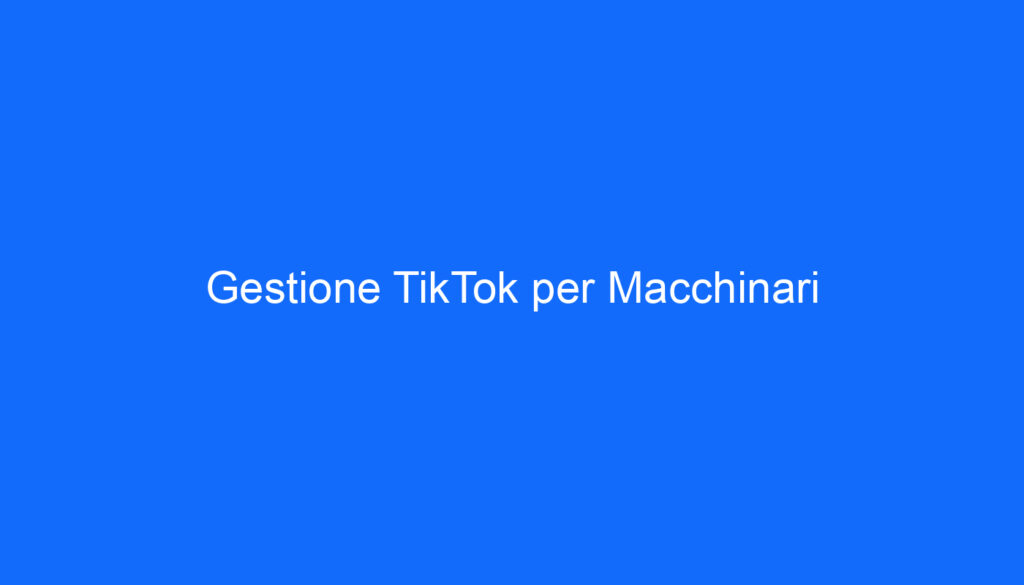 Gestione TikTok per Macchinari