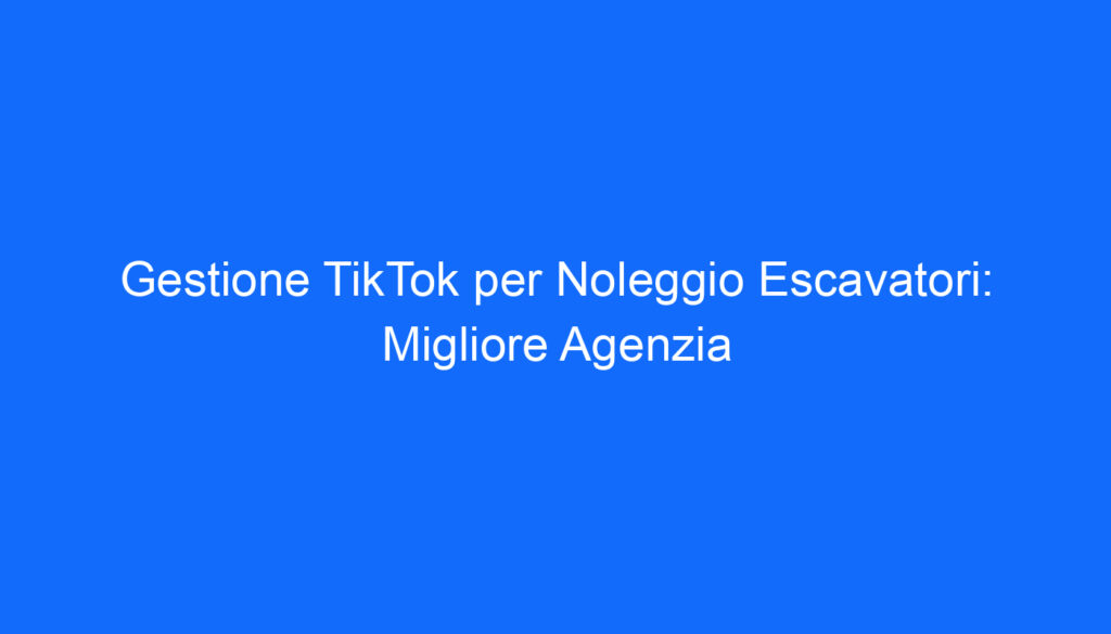 Gestione TikTok per Noleggio Escavatori: Migliore Agenzia