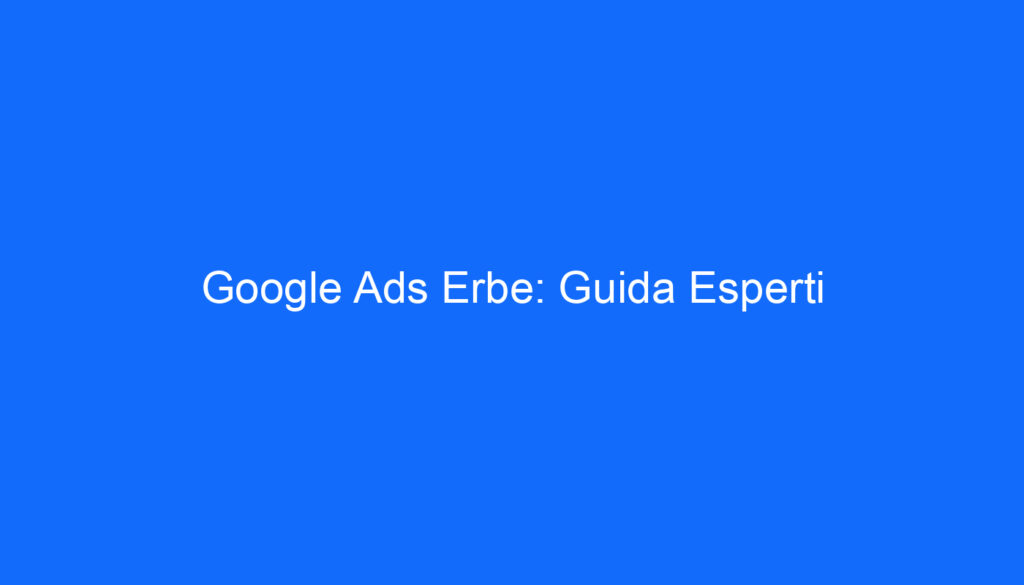 Google Ads Erbe: Guida Esperti