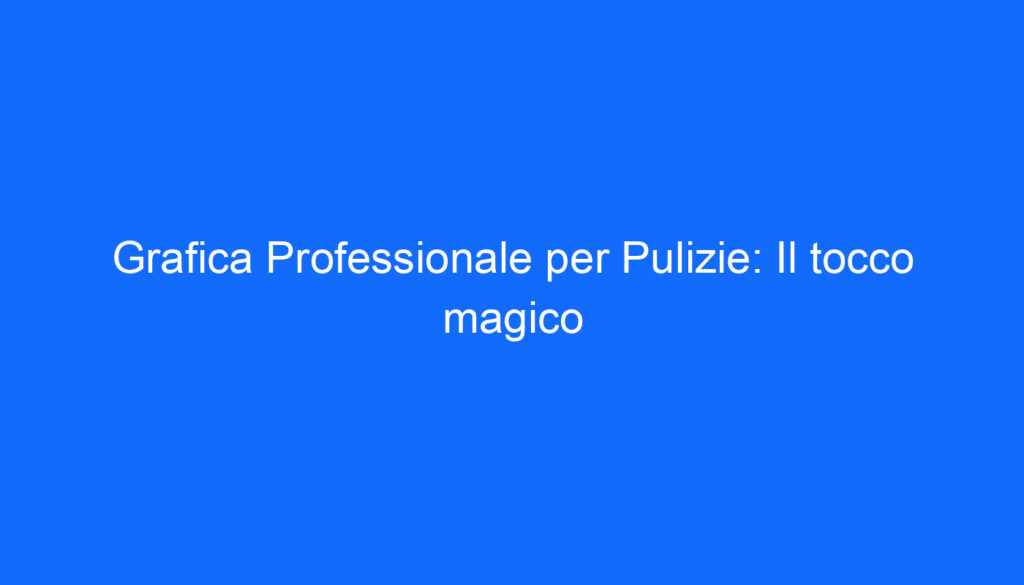 Grafica Professionale per Pulizie: Il tocco magico