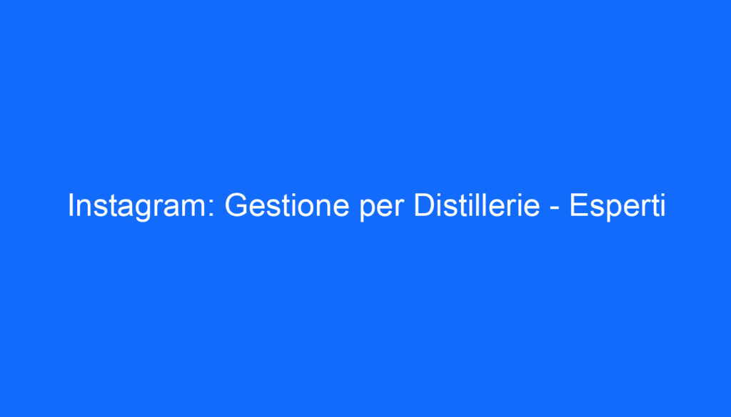 Instagram: Gestione per Distillerie   Esperti