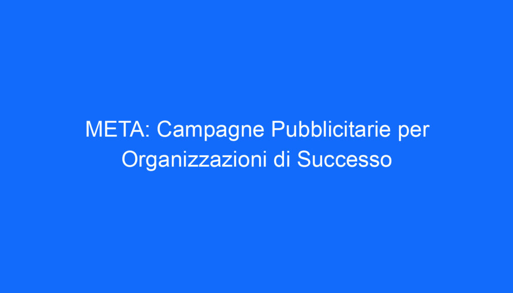 META: Campagne Pubblicitarie per Organizzazioni di Successo