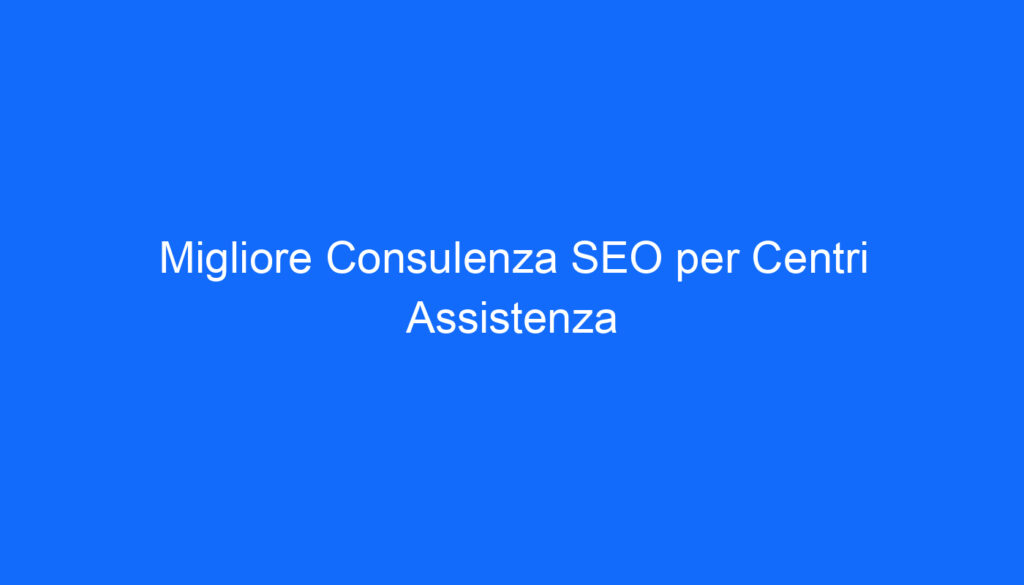 migliore consulenza seo per centri assistenza
