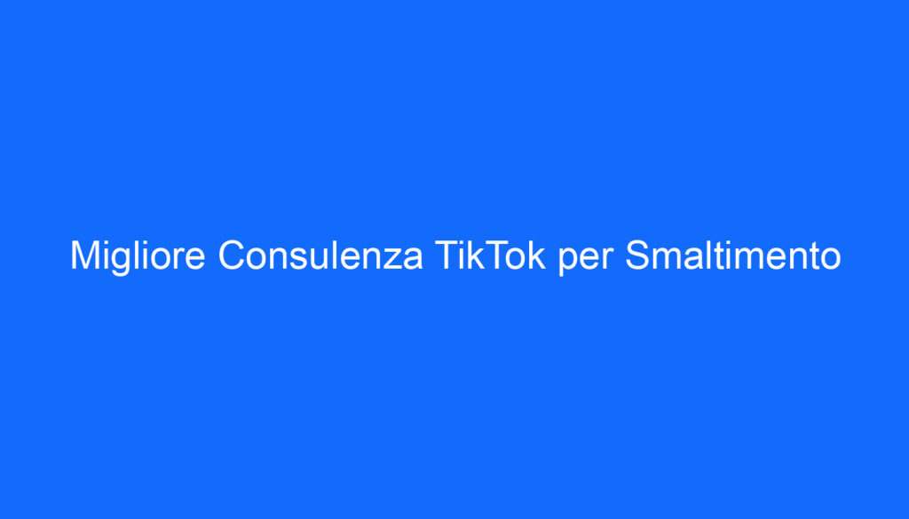 Migliore Consulenza TikTok per Smaltimento