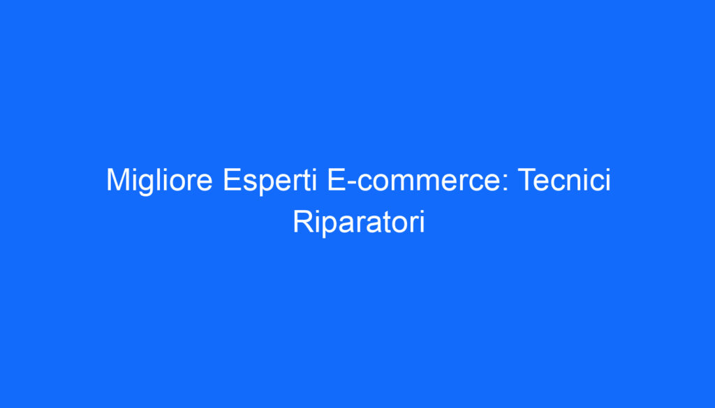 Migliore Esperti E commerce: Tecnici Riparatori