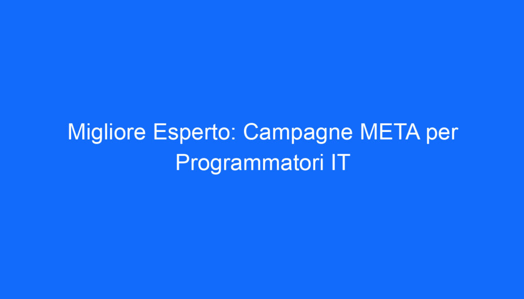 migliore esperto campagne meta per programmatori it