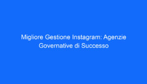 migliore gestione instagram agenzie governative di successo