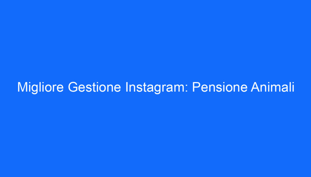 Migliore Gestione Instagram: Pensione Animali
