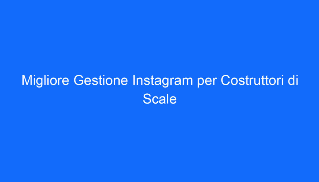 Migliore Gestione Instagram per Costruttori di Scale