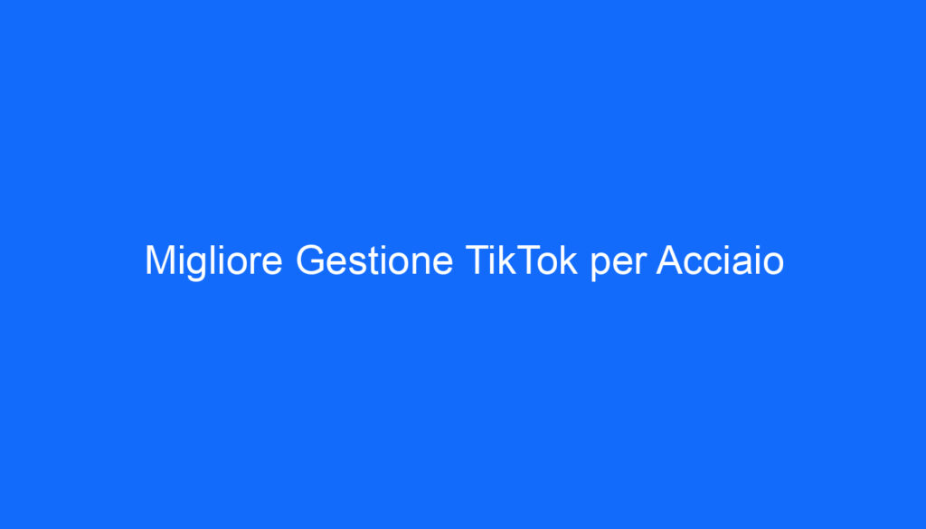 Migliore Gestione TikTok per Acciaio