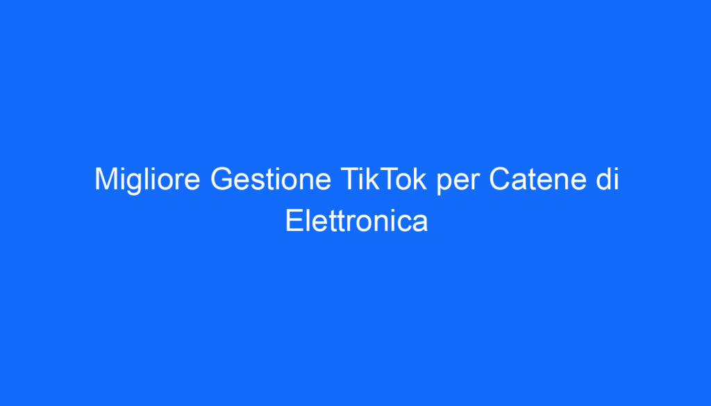 migliore gestione tiktok per catene di elettronica