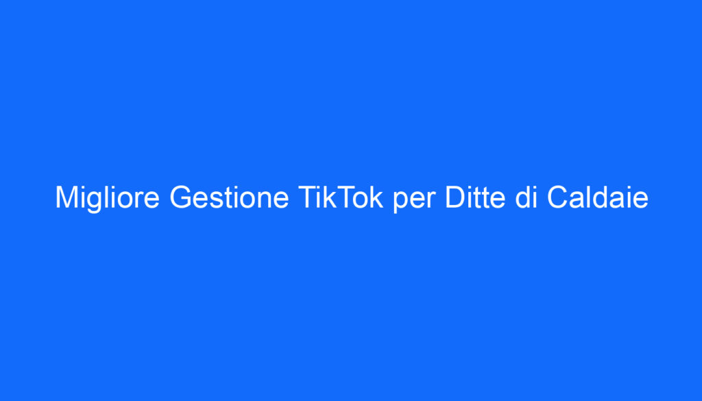 Migliore Gestione TikTok per Ditte di Caldaie