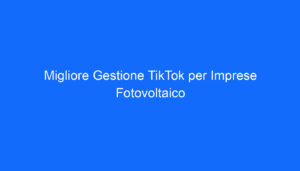 Migliore Gestione TikTok per Imprese Fotovoltaico