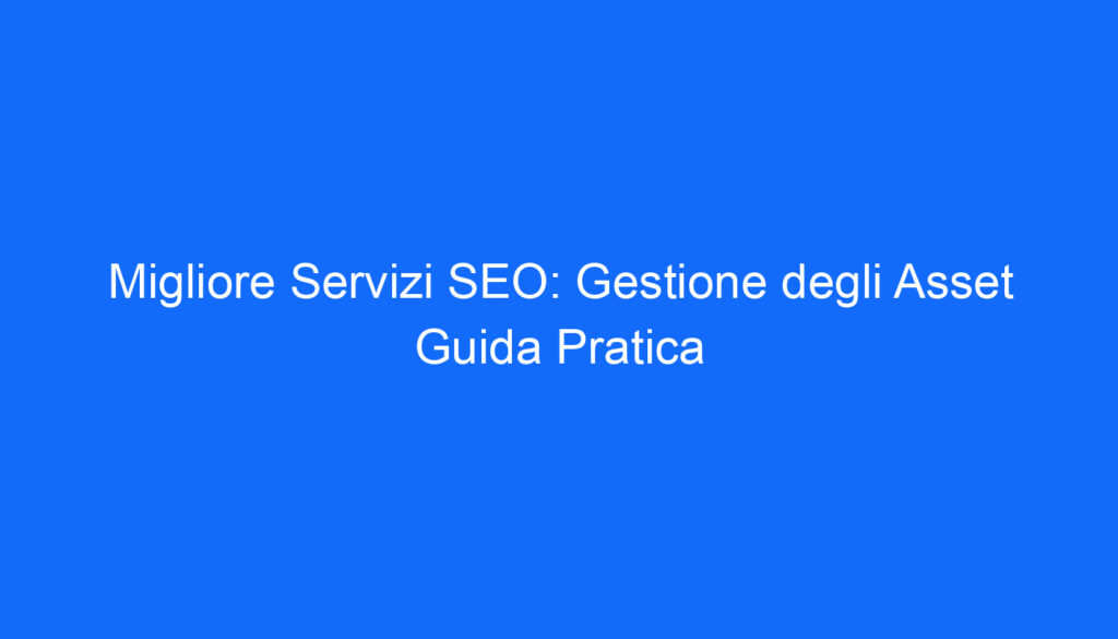 migliore servizi seo gestione degli asset guida pratica