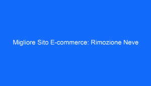 Migliore Sito E commerce: Rimozione Neve