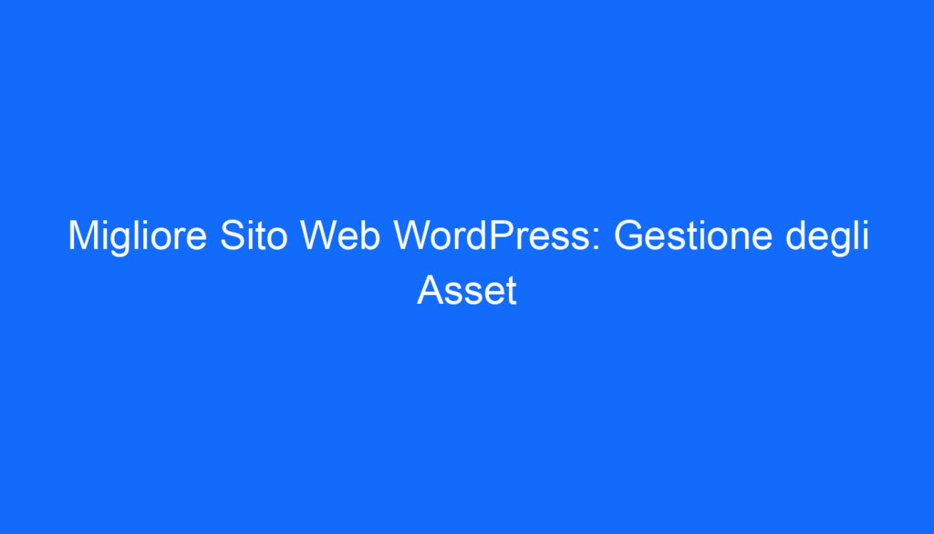 Migliore Sito Web WordPress: Gestione degli Asset