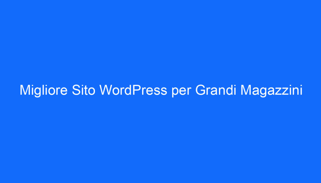 migliore sito wordpress per grandi magazzini