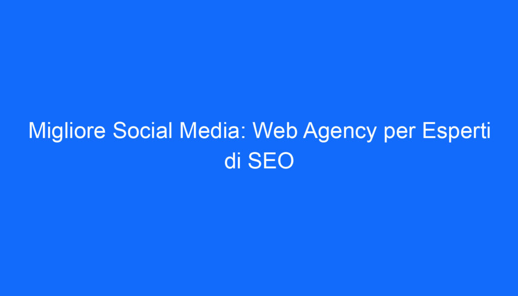 migliore social media web agency per esperti di seo