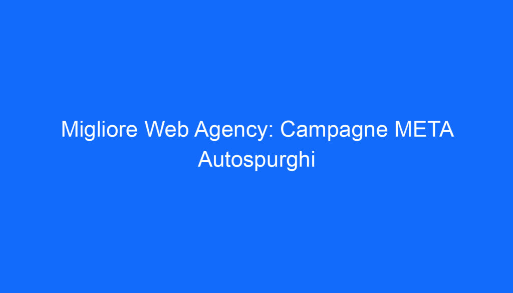 migliore web agency campagne meta autospurghi