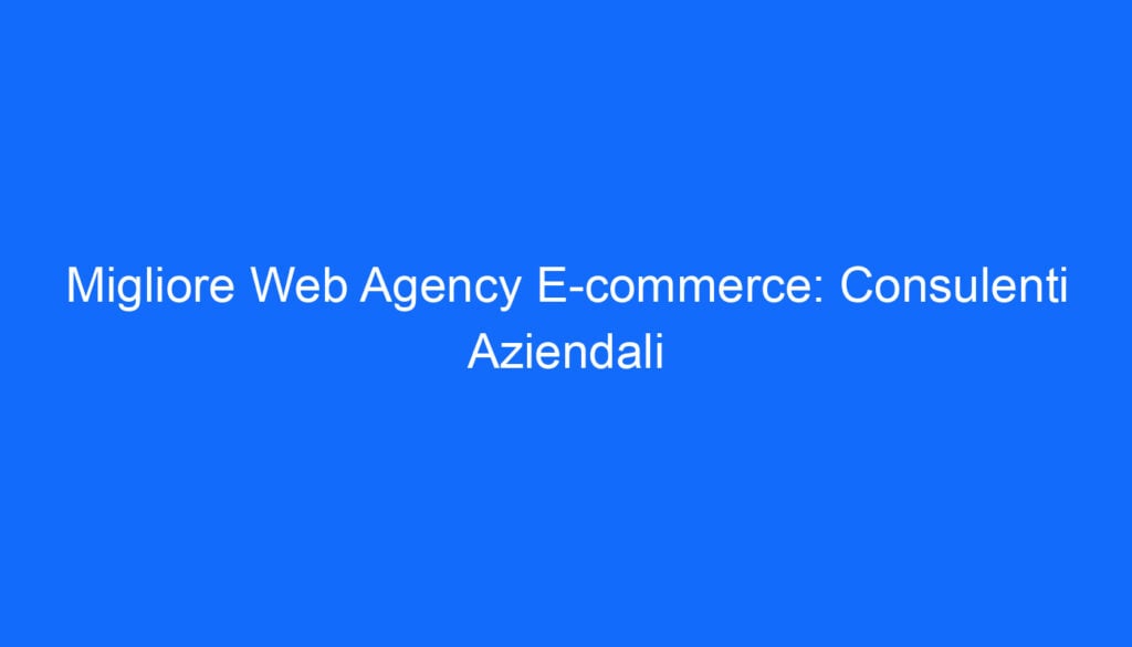 Migliore Web Agency E commerce: Consulenti Aziendali