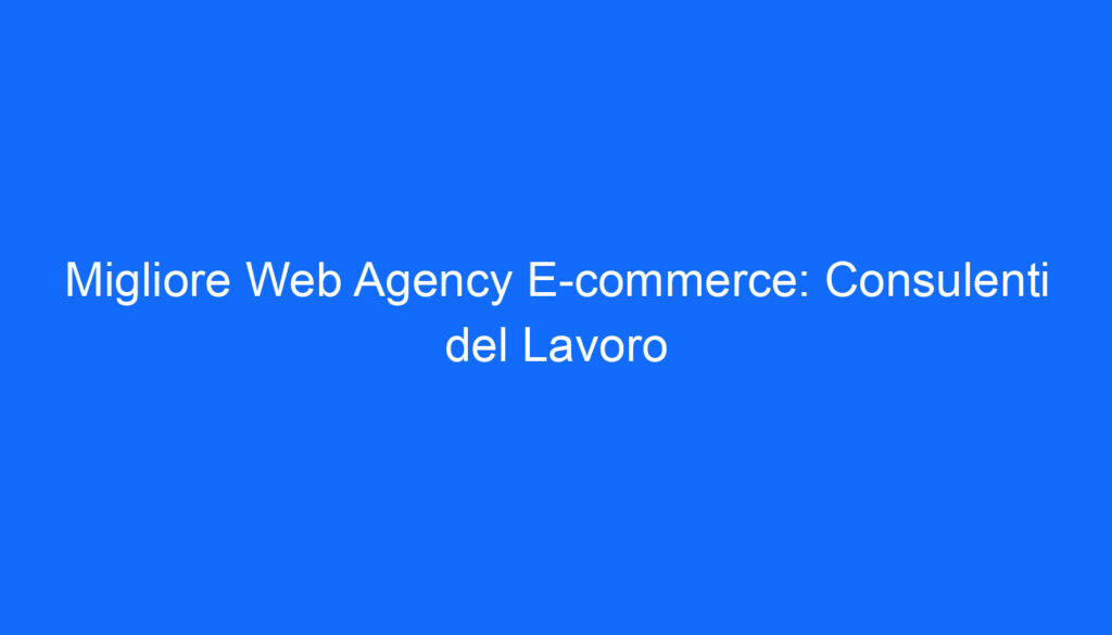 Migliore Web Agency E commerce: Consulenti del Lavoro