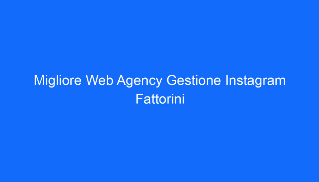 Migliore Web Agency Gestione Instagram Fattorini