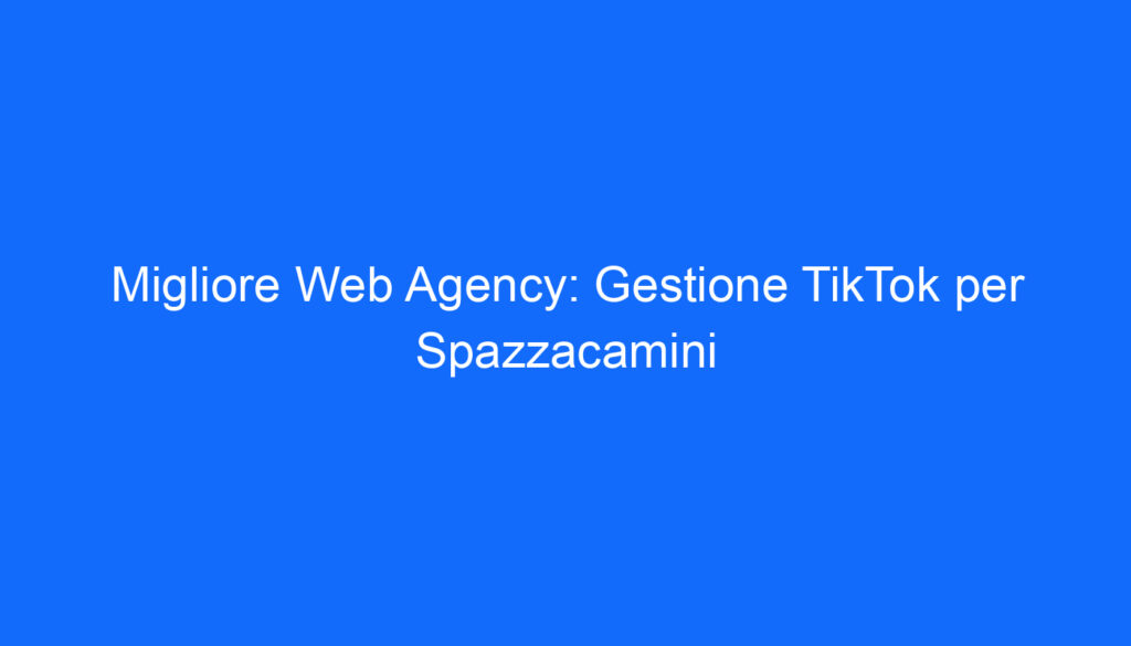 Migliore Web Agency: Gestione TikTok per Spazzacamini