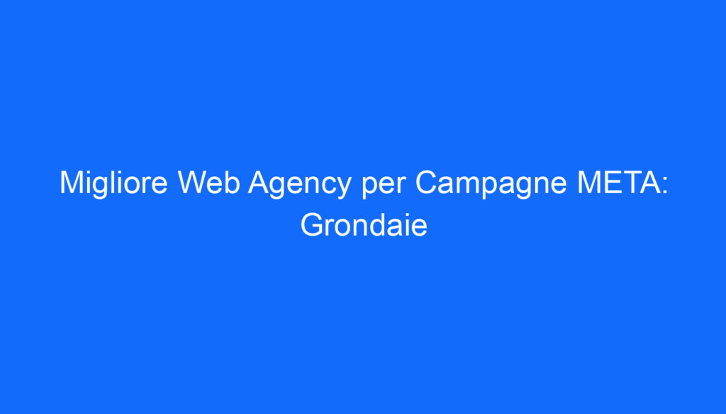 Migliore Web Agency per Campagne META: Grondaie
