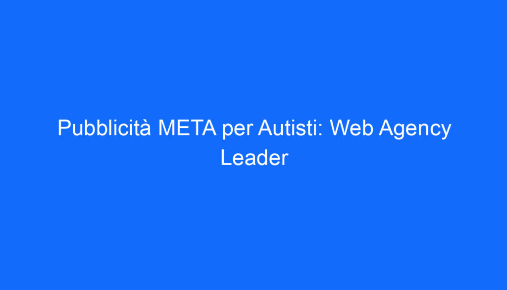 pubblicita meta per autisti web agency leader