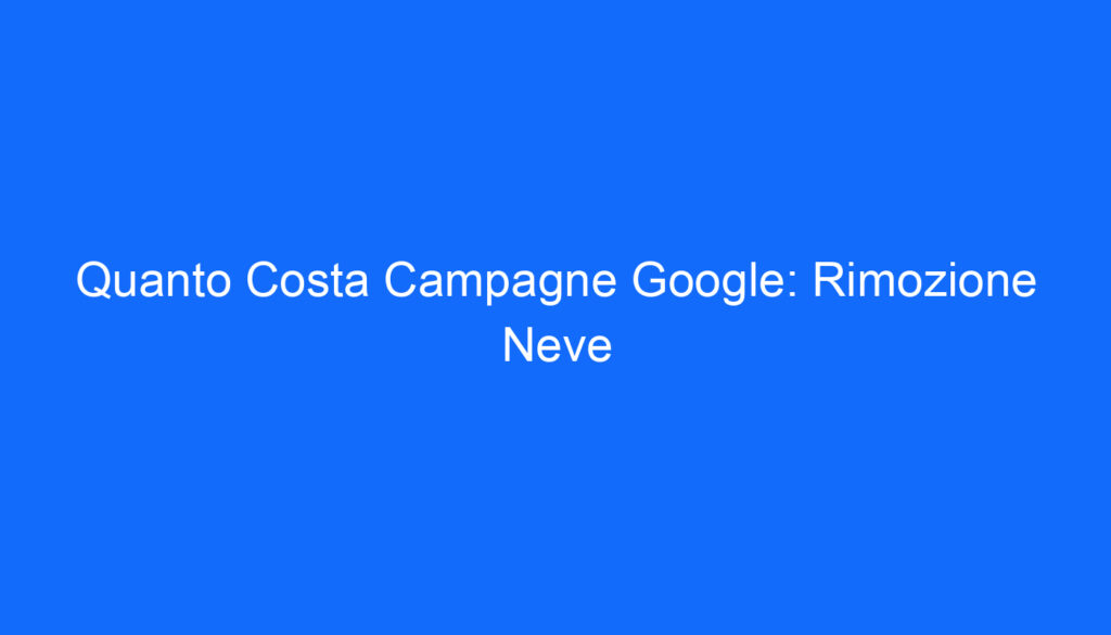 Quanto Costa Campagne Google: Rimozione Neve