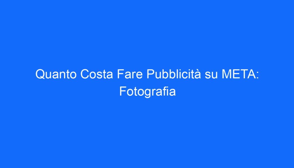 Quanto Costa Fare Pubblicità su META: Fotografia