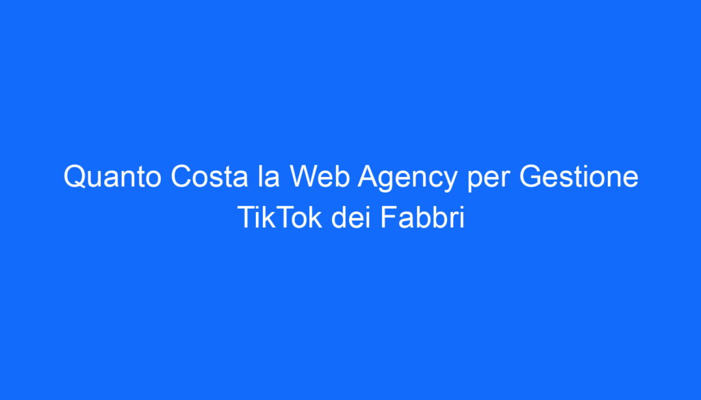 quanto costa la web agency per gestione tiktok dei fabbri
