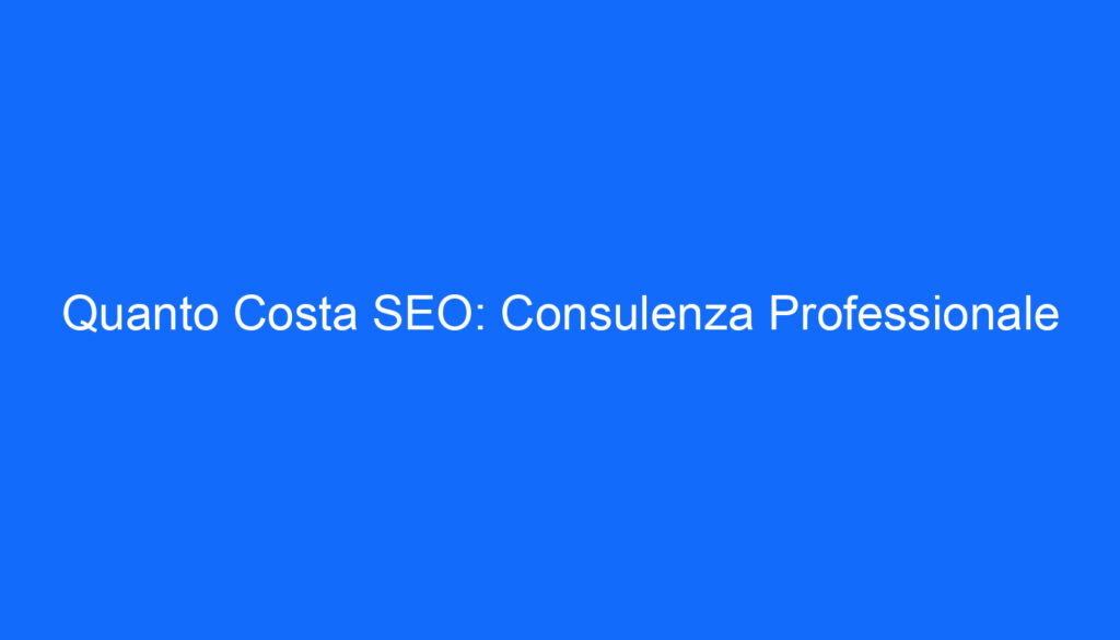 quanto costa seo consulenza professionale