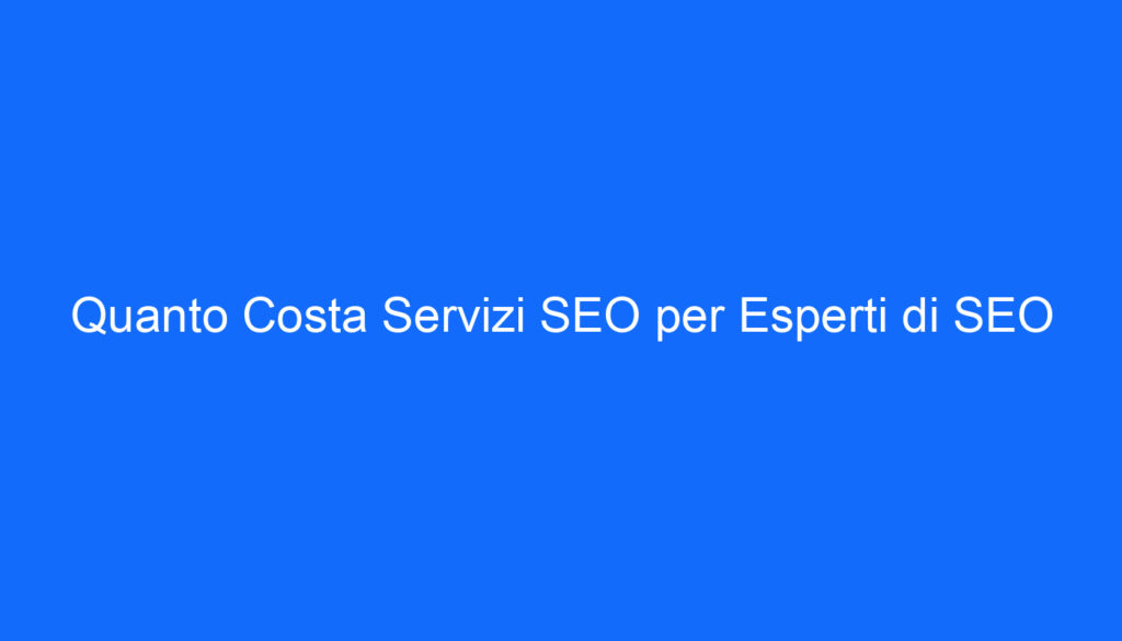 Quanto Costa Servizi SEO per Esperti di SEO