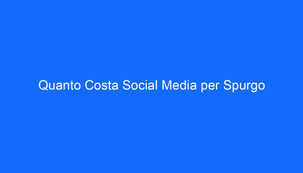 Quanto Costa Social Media per Spurgo