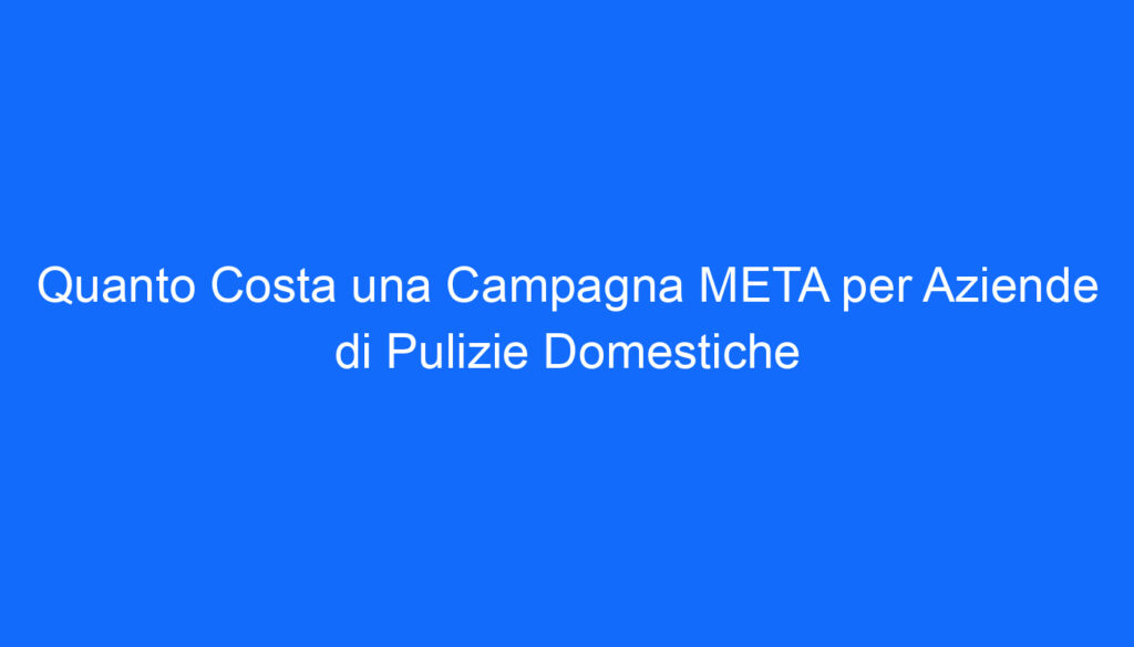quanto costa una campagna meta per aziende di pulizie domestiche 6146