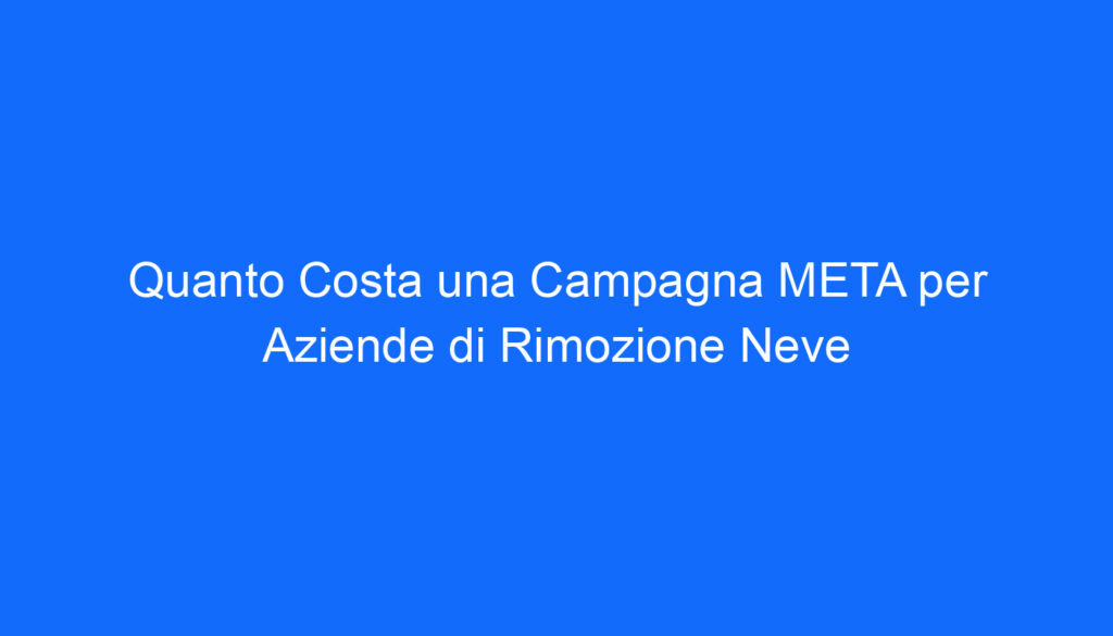 quanto costa una campagna meta per aziende di rimozione neve