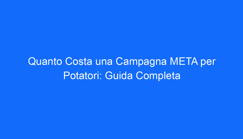 Quanto Costa una Campagna META per Potatori: Guida Completa