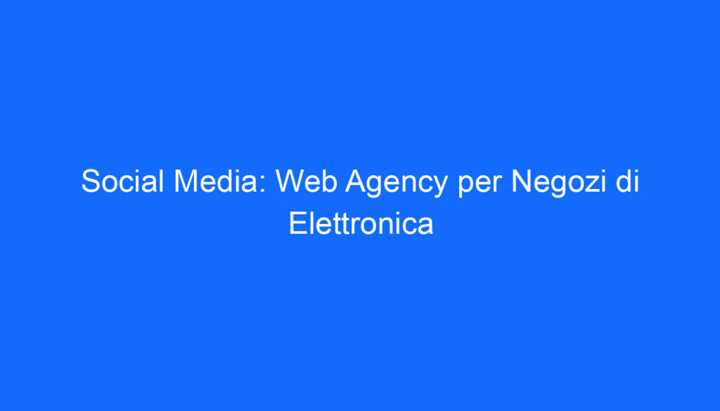 Social Media: Web Agency per Negozi di Elettronica