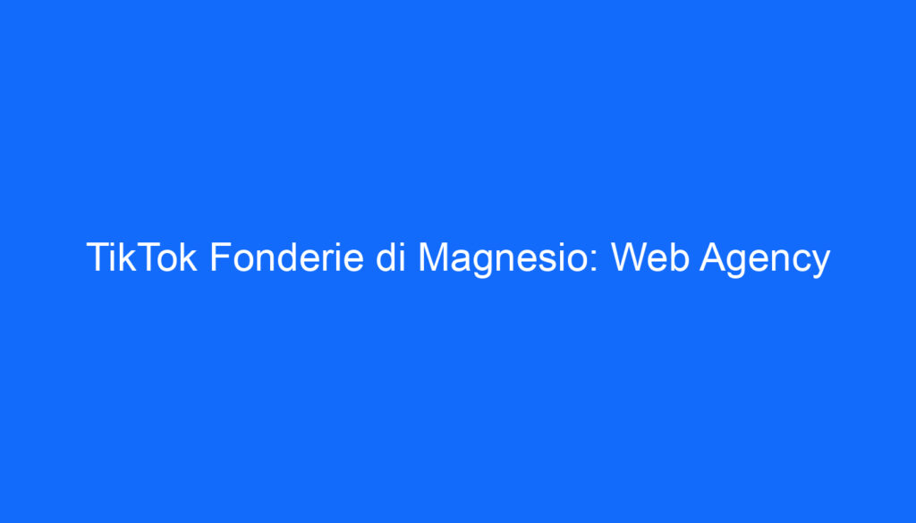 TikTok Fonderie di Magnesio: Web Agency