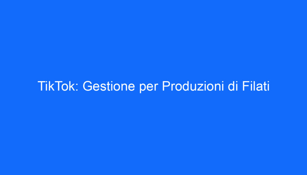 TikTok: Gestione per Produzioni di Filati