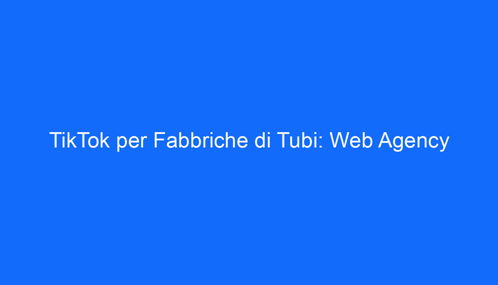 TikTok per Fabbriche di Tubi: Web Agency