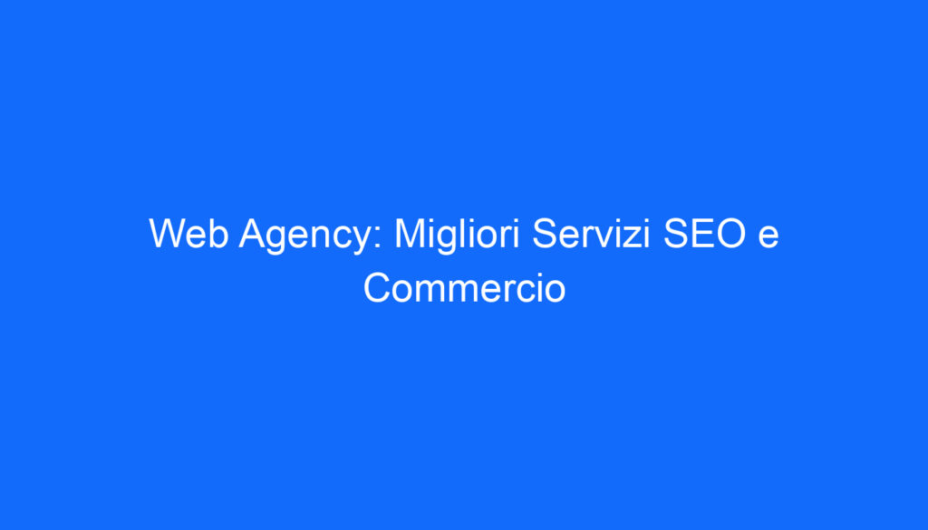 Web Agency: Migliori Servizi SEO e Commercio