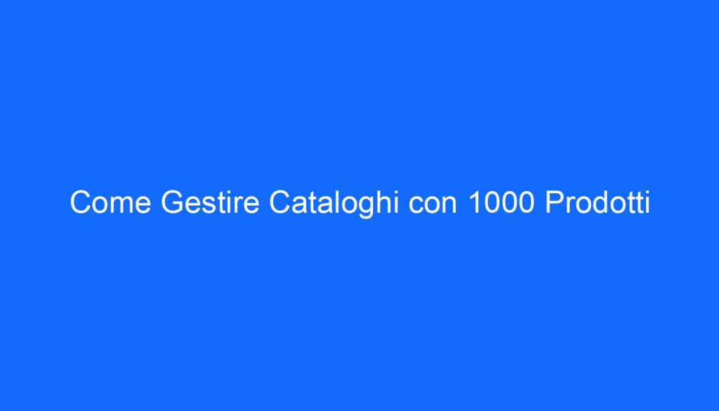 Come Gestire Cataloghi con 1000 Prodotti