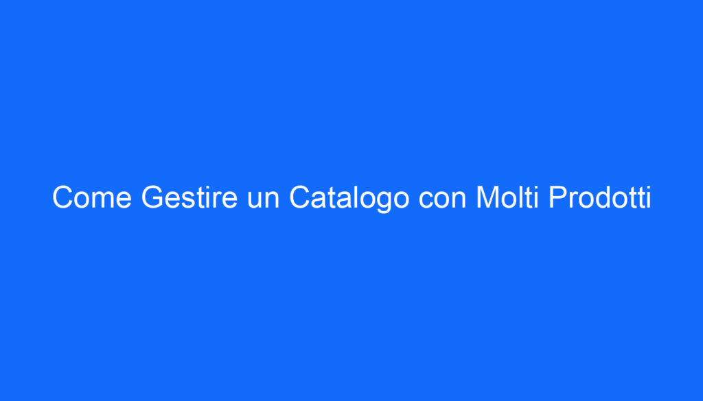 Come Gestire un Catalogo con Molti Prodotti